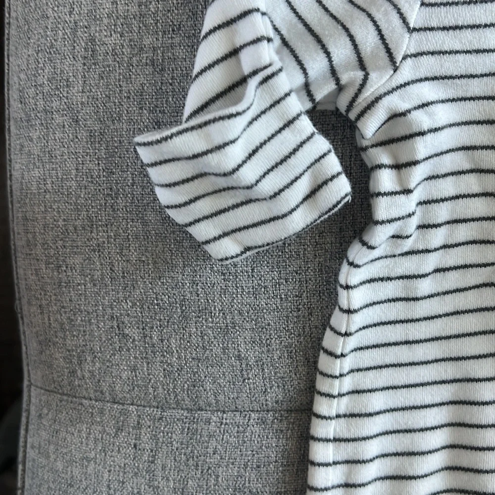 Striped White & Black Footie One-Piece